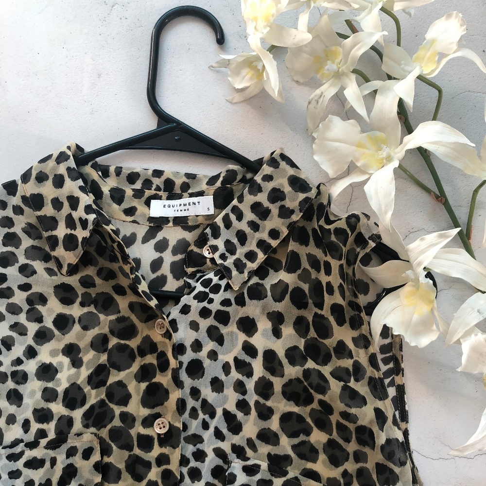 SOLD Equipment Silk Chiffon Leopard Sleeveless Top